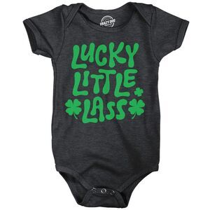 Lucky Little Lass Baby Bodysuit Funny Sarcastic St Patricks Day Jumper For